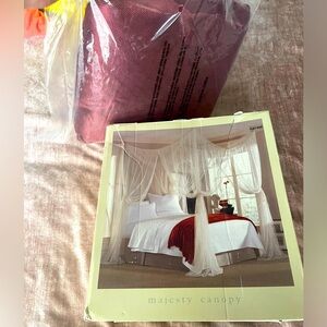 Sheer Mesh Canopy Bed- Ruby Red